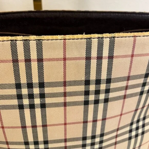 Burberry House Check and Brown Leather Shoulder Bag - Picture 11 of 16